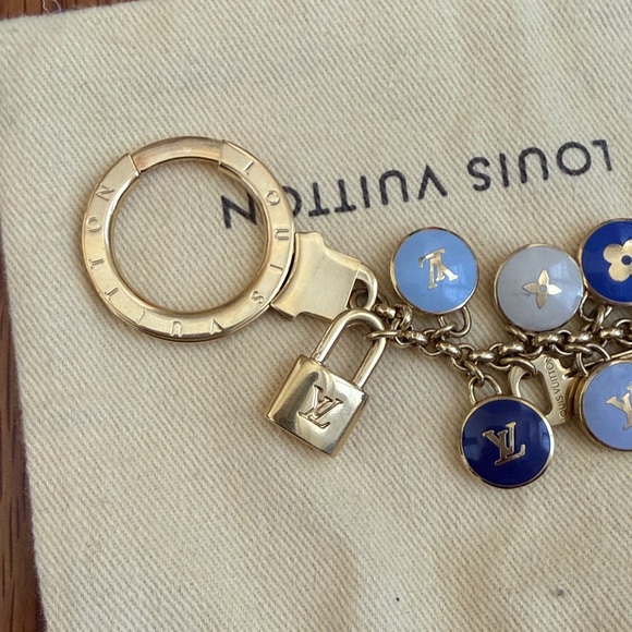 Louis Vuitton Gold and Blue Charm Keyring - Picture 5 of 7